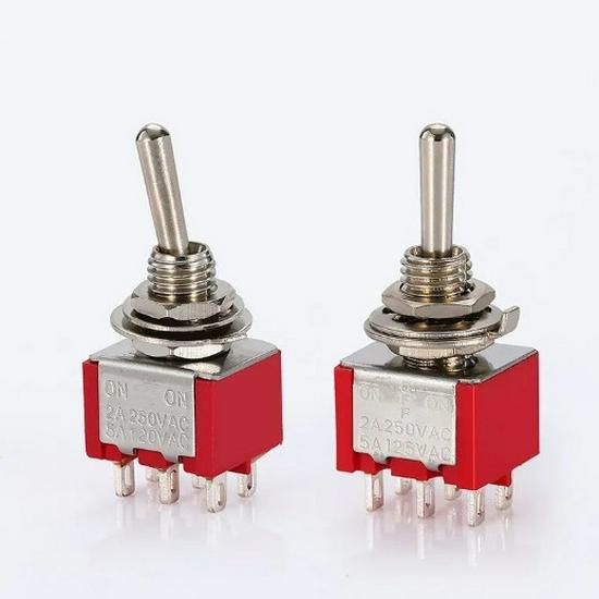 MTS-102 Momentary Self-Reset Toggle Rocker Switch, 6MM Three-Pin, Two-Position