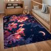 Romantic Cherry Blossom Area Rug Night Sky Moon Print Non Slip Washable Carpet for Living Room Bedroom Yoga Dreamy Home Decor