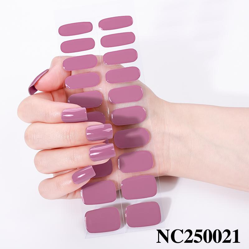 Hot Sell Custom Logo HEMA-Free Gel Polish Nail Stickers New Solid Color Styles Semi Cured Gel Nail Wraps 20 Gel Nail Strips