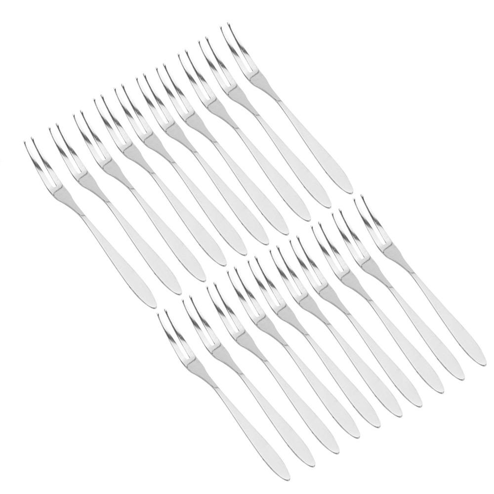 20Pcs Reusable Rustless Steel Fruit Fork Polished Long handle Ice Cream Fork Rust Resistant Anti Slip Salad Fork Party