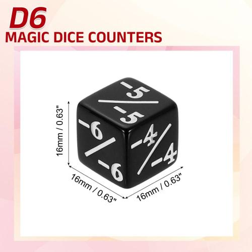 Uxcell 12-Piece Magic Dice Counter Acrylic D6 Life Token Dice Set with Pouch for Standard Card Games, Black