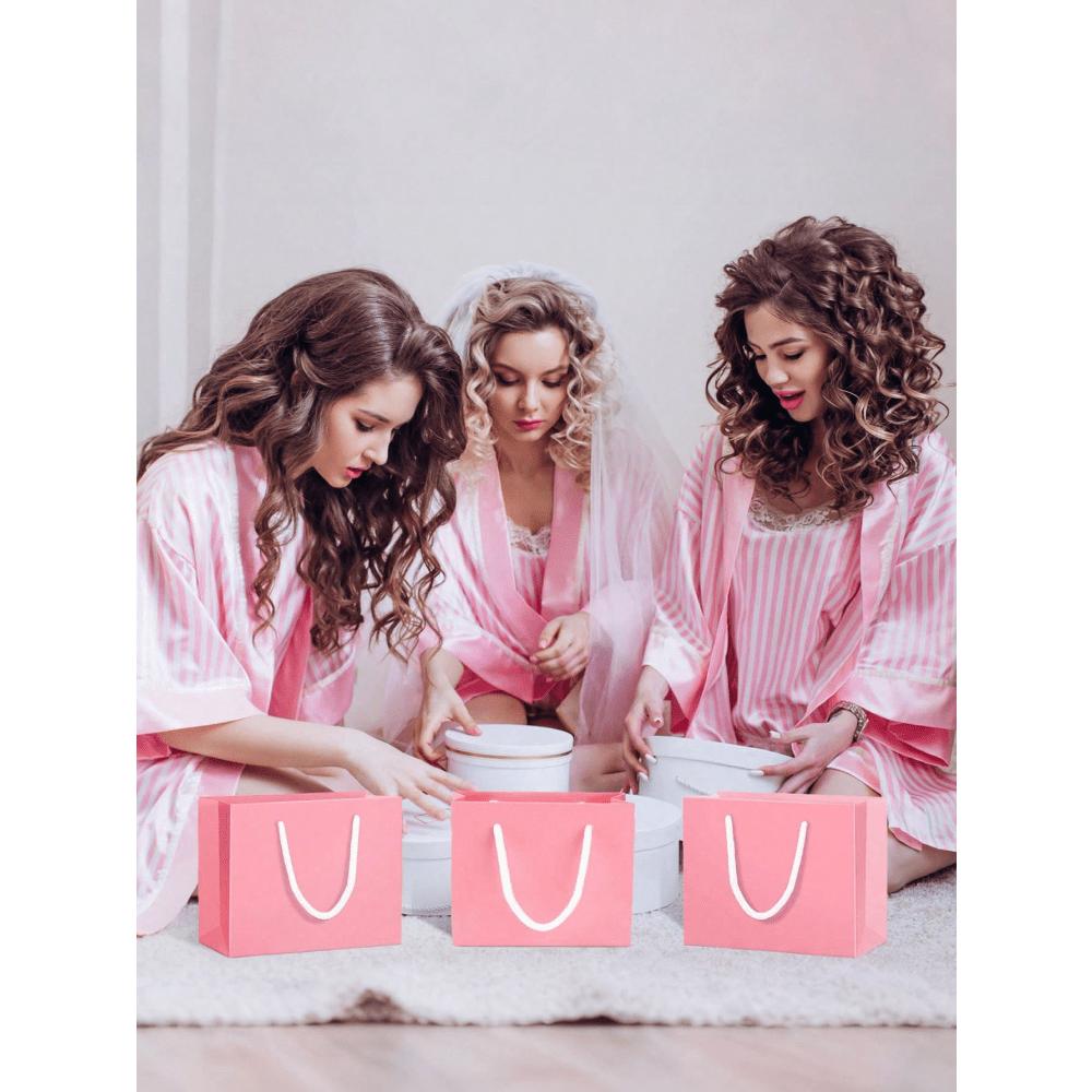 1pcs Mini Pink Gift Bags With Handles Party Planners, Gift Givers, Great For Weddings, Birthdays, Parties, Crafts, Gift Giving, And Jewelry Storage