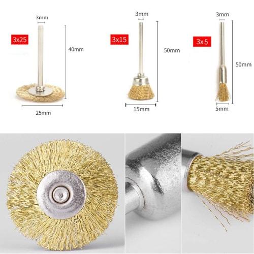KIMLONTON Brass Wire Brushes, Polishing Brushes, Router Brushes, Wheel Brushes, Cup Brushes, and Cylindrical Brushes (Set of 45) - Rust Removal Tools,