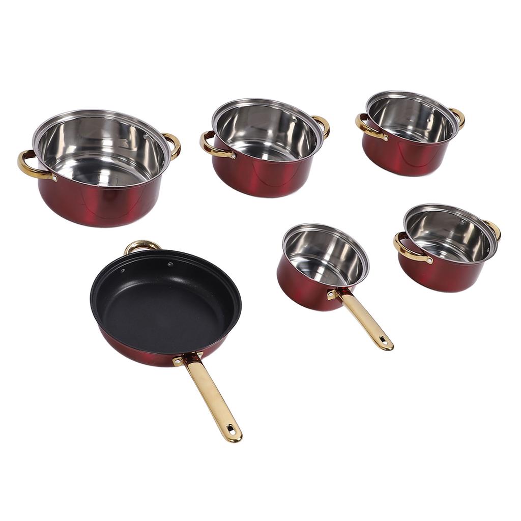 Thick Stainless Steel Cookware Set Multifunctional Frying Pans Milk Pans Saucepans Set Kitchen Cooki