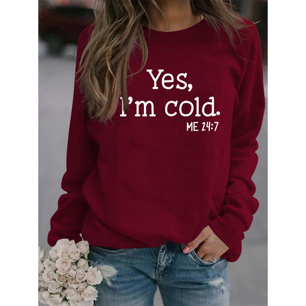 European and American Casual Loose Printed Letter Round Neck Long Sleeve Comfortable Hoodie