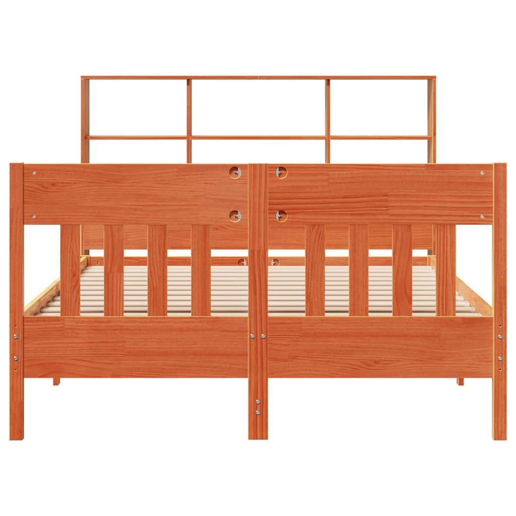 Solid Wood Bed without Mattress Wax Brown 150 x 200 cm Pine Wood