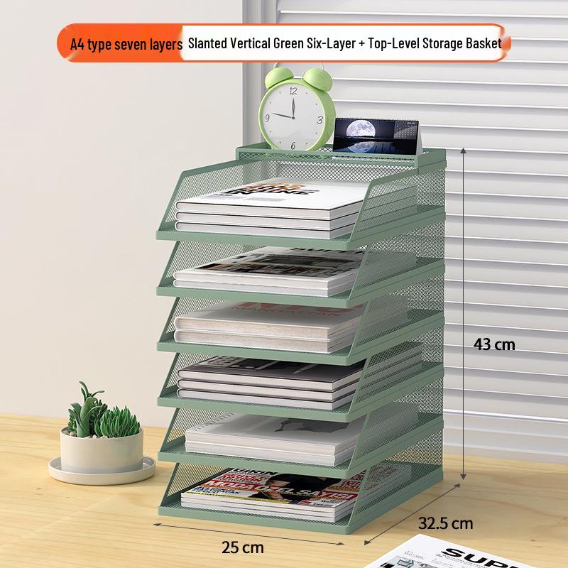 A3A4 Metall Desktop Aktenorganizer Rack - Büroarbeitsplatz Dokumentenhalter