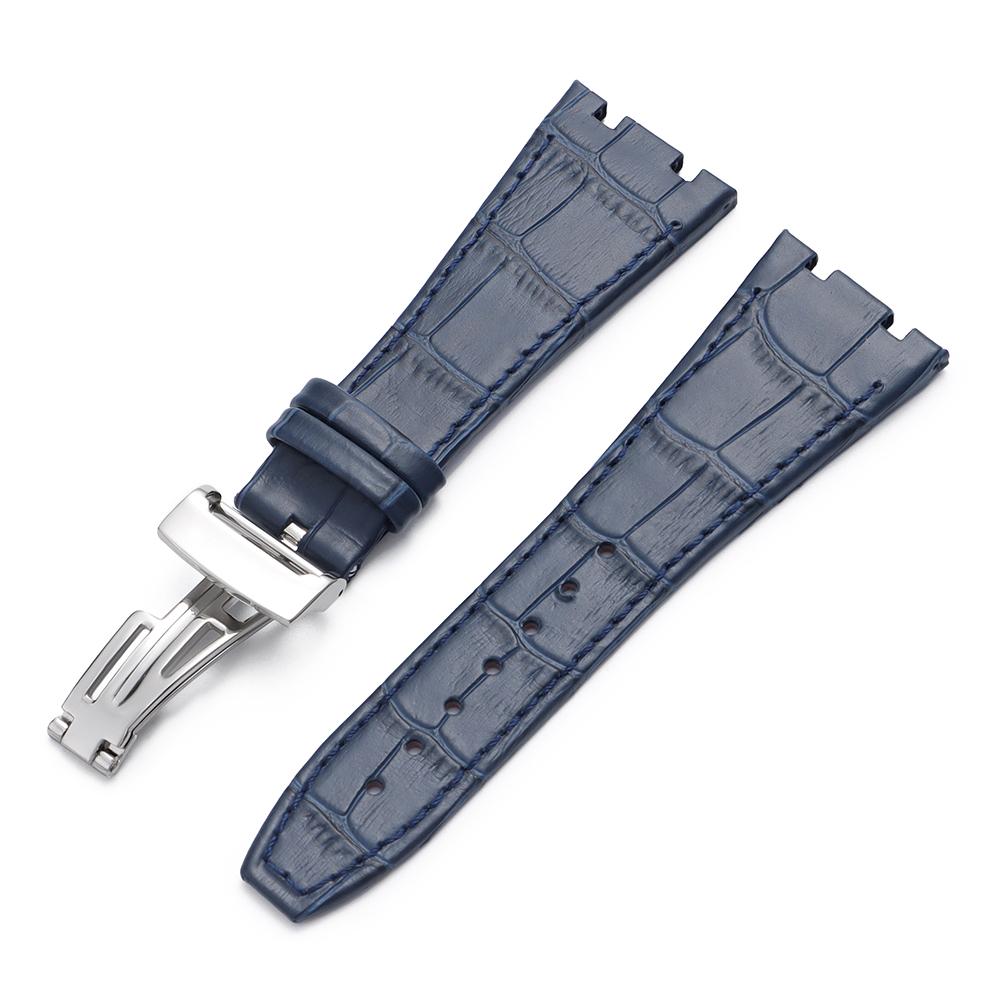 Top Layer Genuine Cowhide Watch Strap for AP Audemars 15400 15703 26320 Royal Oak Offshore Series Men27mm Black Brown Watch Band