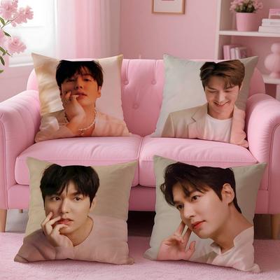 Korean L-Lee M-Min H-Ho Pillow Case Pattern Printing Pillowcase Living Room Sofa Cushion Cover Bedroom Room Decor