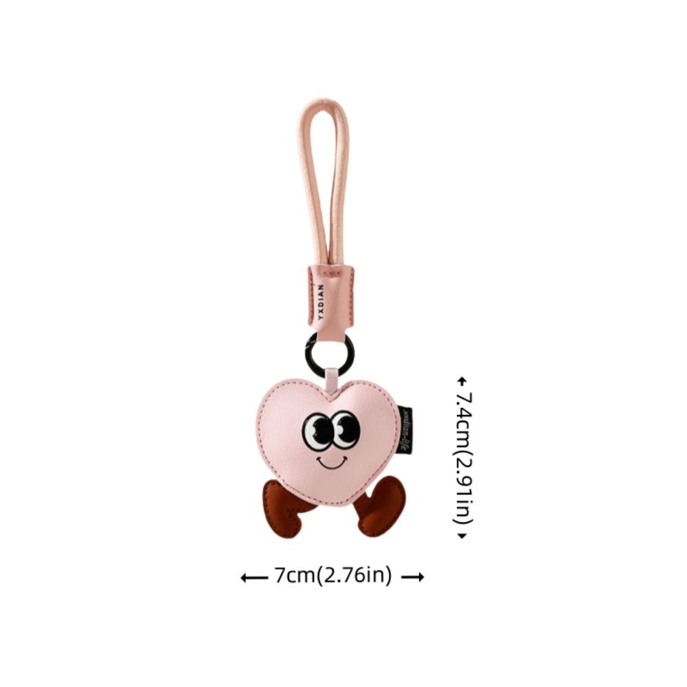 Big Eyes Leather Flower Pendant Cute Heart Pendant Keychain Kawaii Cartoon Keychain  Gift