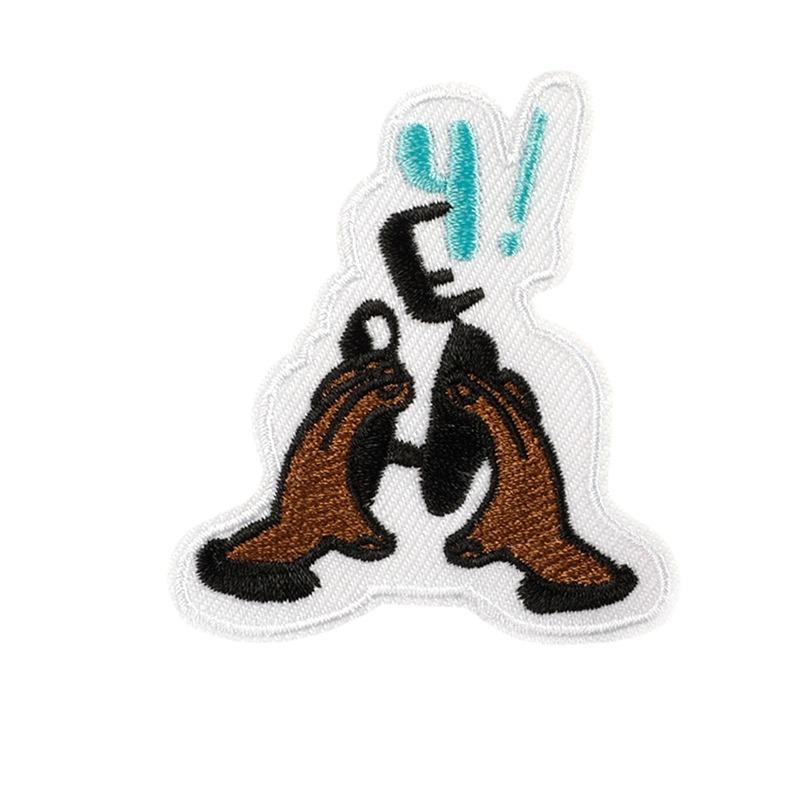 Embroidery Label Embroidery Sticker Cartoon English Smiley Face Adhesive Badge Patch Sticker Shoe and Hat Bag Accessories Cloth Sticker