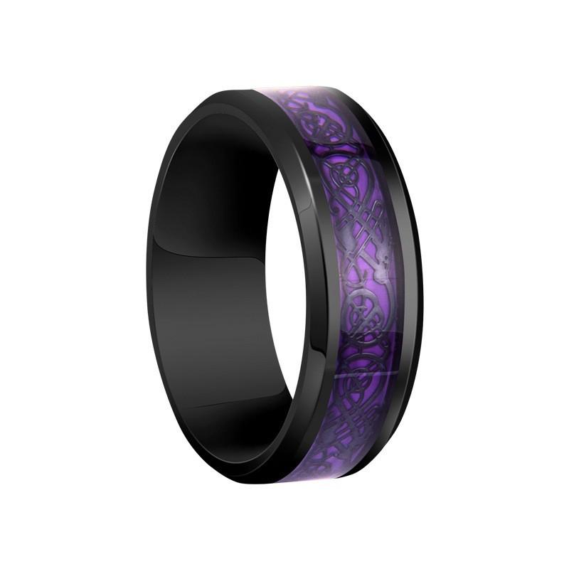 Kissmoon Stainless Steel 8mm Celtic Knot Multicolored Vintage Rings for Men Women Punk Gothic Promise Engagement Jewelry Gifts