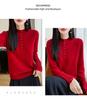 2025 Korean Style Women's Heavy Knit Wool Sweater: Versatile Hollow-Out, Half-High Neck, Slimming Base Layer