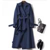 Long Trench Coat Women Lace Up Button Coats Full Sleeve Turn Down Collar Splice Jackets Solid Pockets Office Streetwear