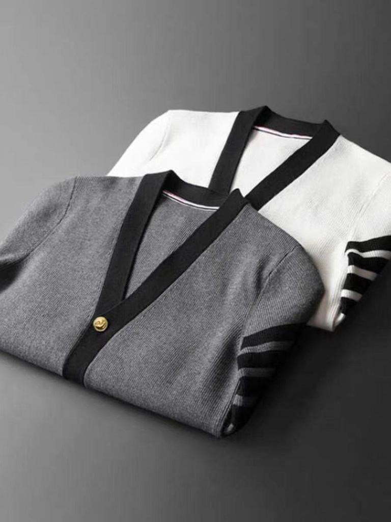 Men's Autumn Patchwork Cardigan Sweater - Loose, Handsome Hong Kong Style Knitted Coat