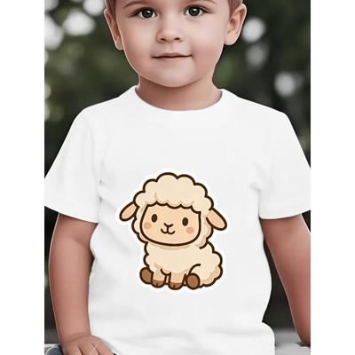 Boys' Short-Sleeve Cartoon Little Lamb Cute Print Children's Summer T-Shirt