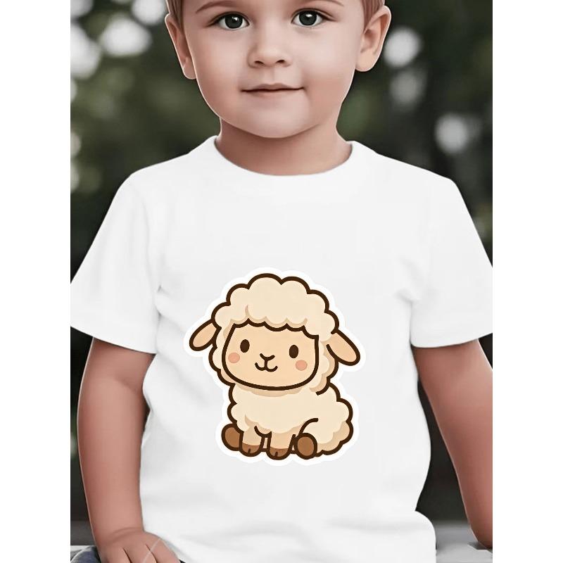 Boys' Short-Sleeve Cartoon Little Lamb Cute Print Children's Summer T-Shirt