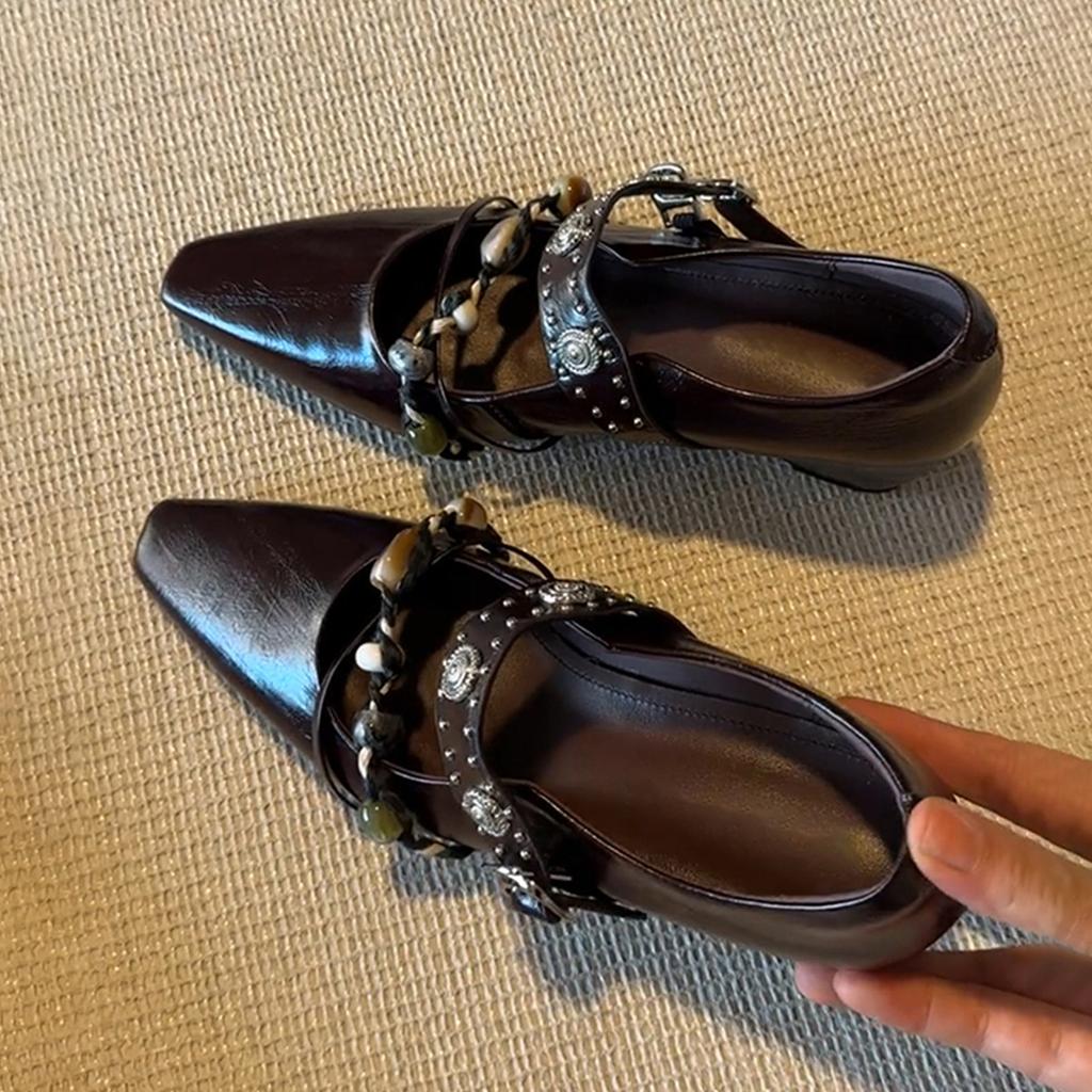 Fashion niche style inner height increase design Mary Jane shoes square head with single shoes
