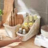 Plastic Storage Basket With Wheels And Handle Slanted Open Design Organizer Bin For Books Stationery And Household Items