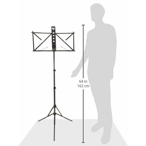 KC Lightweight Aluminum Music Stand MS-3AL/BK Black (Soft Case Included)