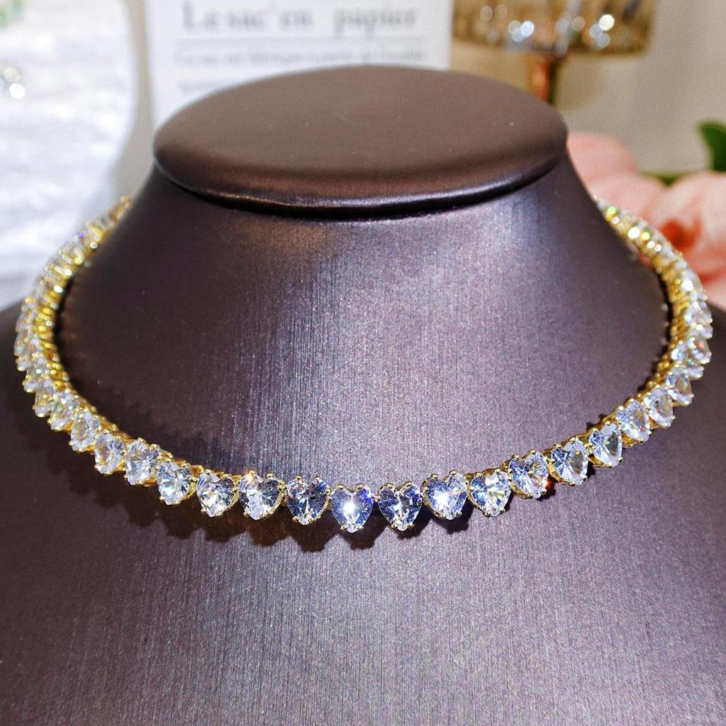 CMM Acessórios de amor exclusivos de alta qualidade Colarinho ajustável aberto Joias da moda Corrente de clavícula de zircônia cúbica Bijoux feminino