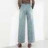 Fanzhen Damen 2025 Frühling/Herbst Hochtaillierte Lockere Weitbeinige Cropped Jeans