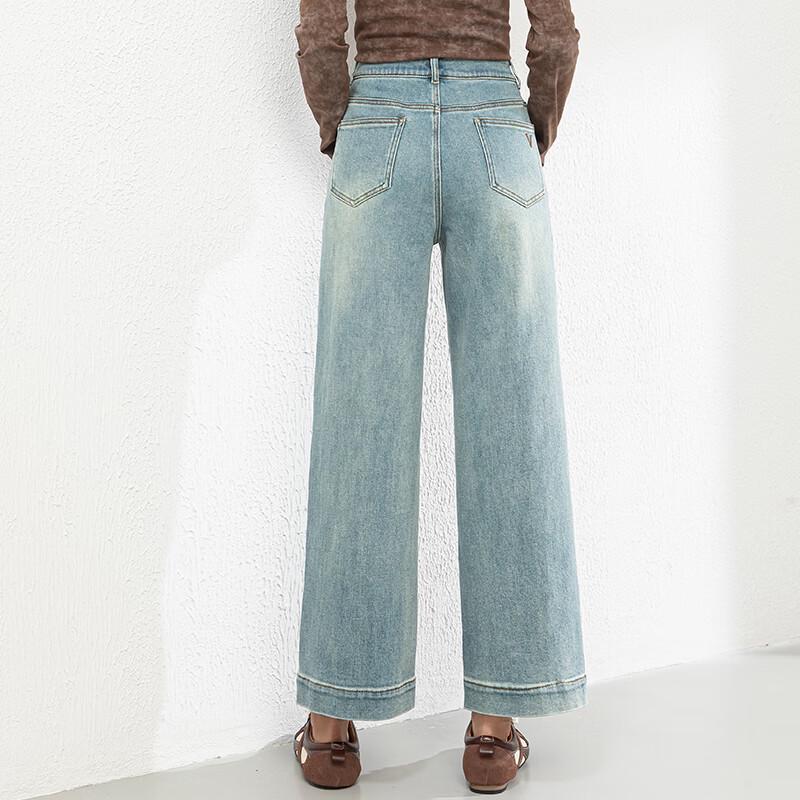 Fanzhen Women's 2025 Spring/Autumn High-Waist Loose Wide-Leg Cropped Jeans
