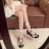 Shallow mouth round head bow Mary Jane shoes new with skirt buckle single shoes Doudou shoes
