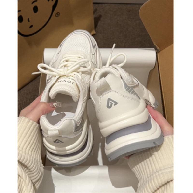 Platform dad shoes women's summer new white small fried street heightening thin mesh breathable sneakers