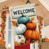 Welcome Thanksgiving Garden Flag - Autumn Maple Leaf & Pumpkin Design, Double-Sided Outdoor Decor, Durable Polyester, for Autumn