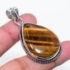 Natural Tiger Eye Gemstone Handmade 925 Sterling Silver Pendant 2.01" AP-15709