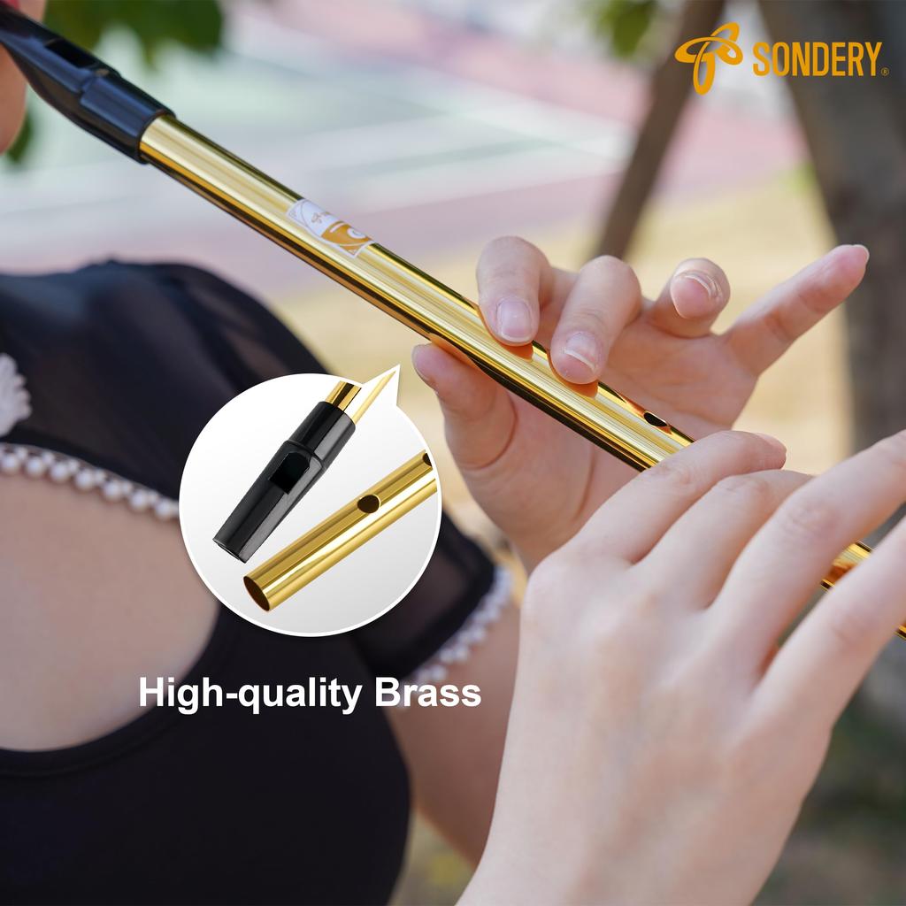 Sondery Tin Whistle, Brass, C Key, Gold