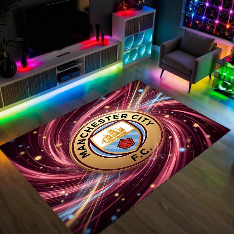 Manchester City Design Crystal Velvet Carpet Cozy Non?Slip Printed Rug For Bedroom Living Room Entrance