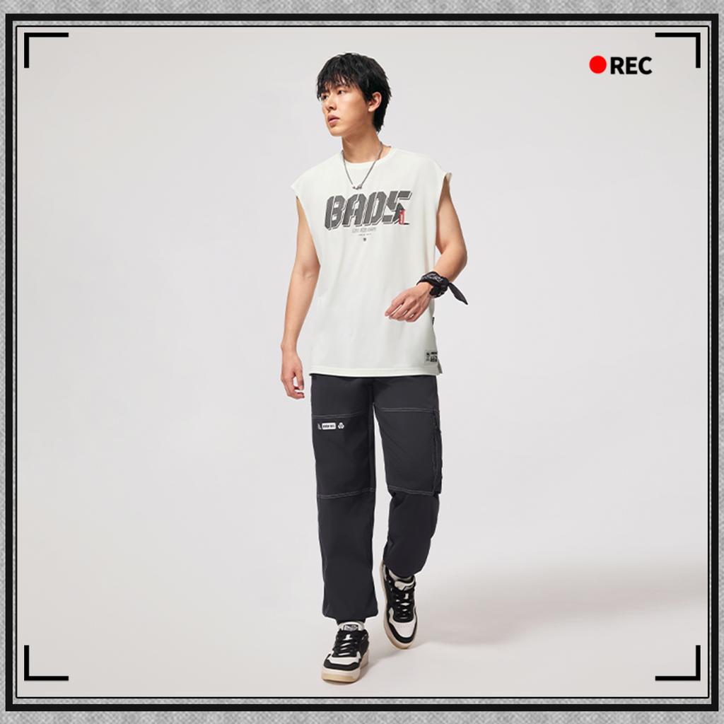 Li-Ning Basketball Series Letter Round Neck Breathable Versatile Sleeveless Vest Men Tops Off-White AVSV011-1