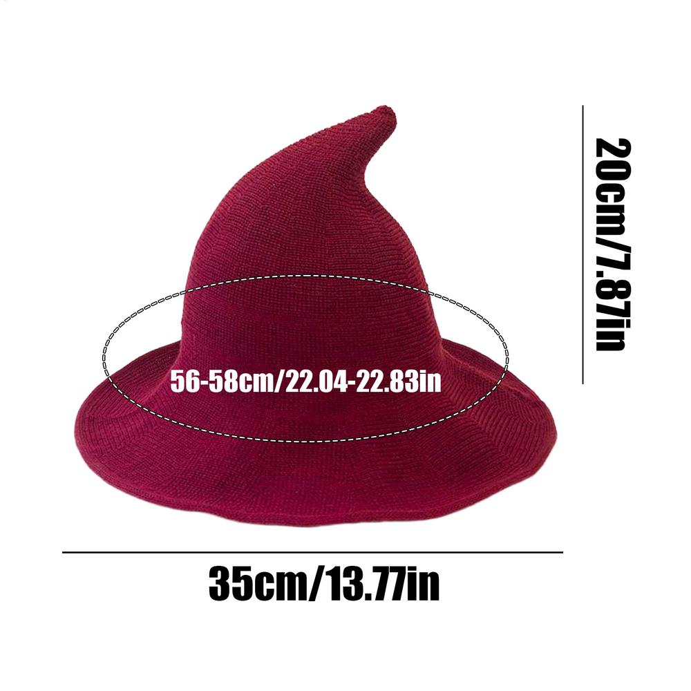35x20cm Foldable Wide Brim Knitted Witch Hat, Unisex Halloween Costume Headgear, Cosplay Party Accessory for Women Men Festival