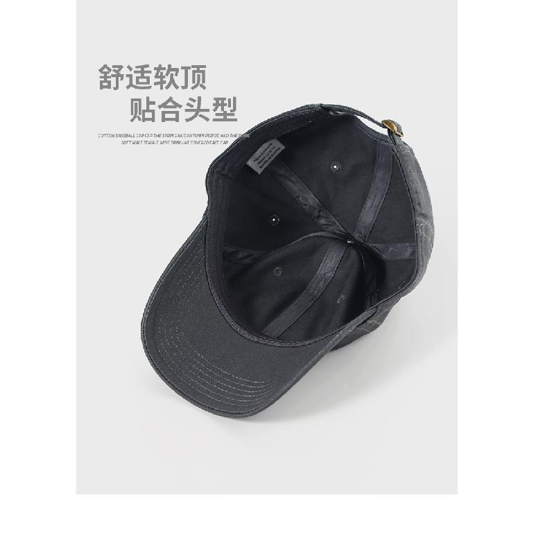 Pure cotton double-layer solid color large-size hat, men's soft-top baseball cap, sun-protective, simple design, also suitable for women