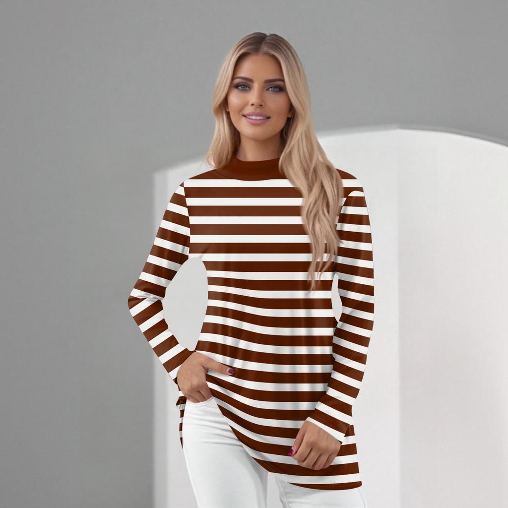 Women's Daily Casual Long Sleeve Mid Collar Top