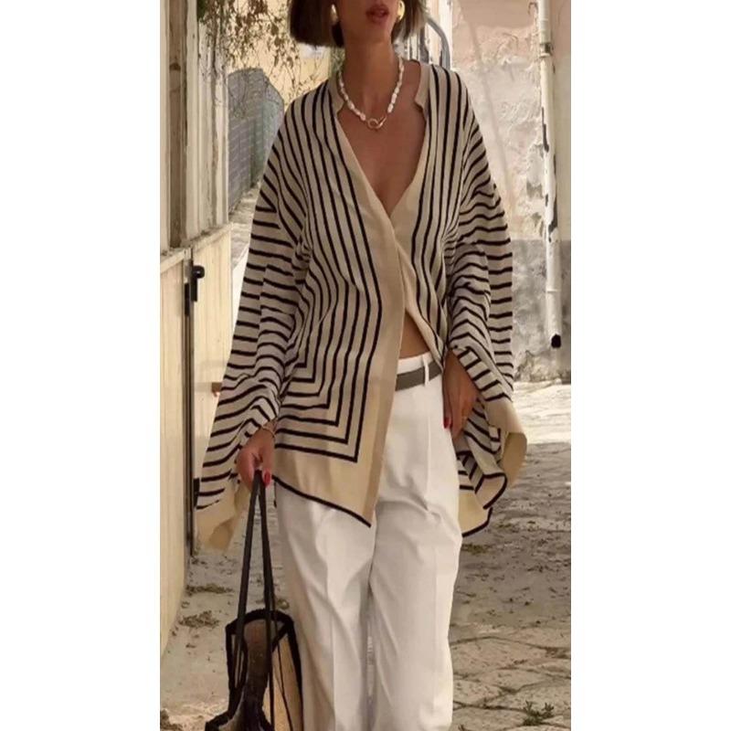 Women Loose Striped Long Sleeve Casual Shirt