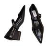 [Ushilai] Schwarze Temperament spitze Einzelne Schuhe Damen 2025 Frühling neu Retro Ein-Wort-Schnalle Mary Jane Schuhe