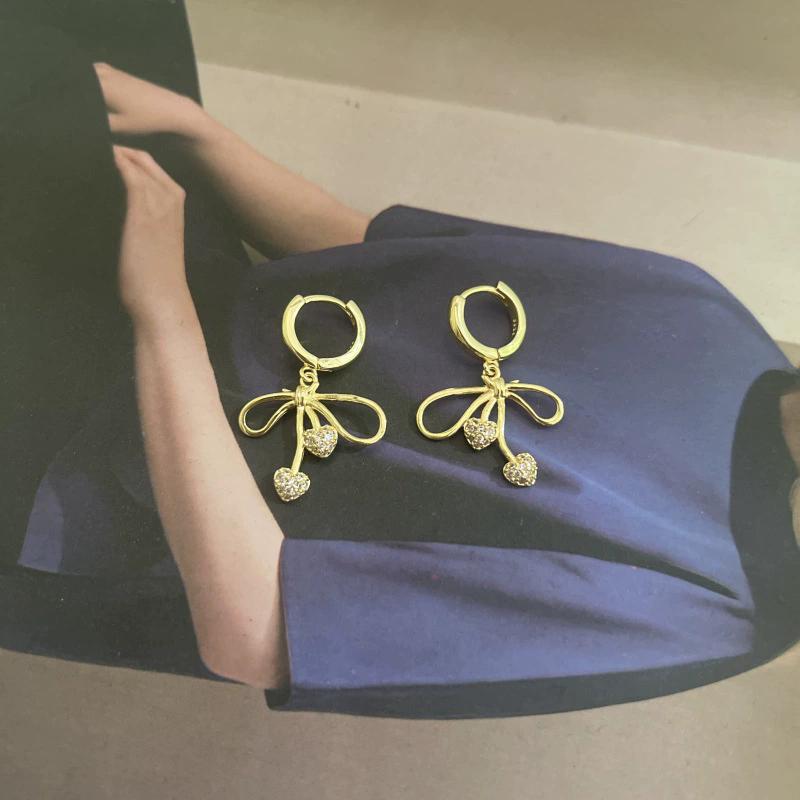 

Sweet Love Heart Bowknot Drop Dangle Earrings Hoop For Women Girl Fashion New Jewelry Accessories Gift Party Holiday