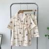 Japanese Cute Cartoon Pajamas 2025 New Two-Piece Suit Homewear Can Be Outwear Silk Pajamas Short-Sleeved Shorts