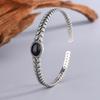 Old Wheat Ear Bracelet Women's Temperament Versatile Niche Design Electroplated Silver Retro Wheat Ear Splicing Black Gem Bracelet