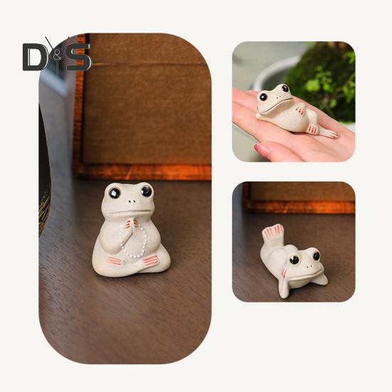 Keramik-Frosch, Tee-Haustier, Lotusblatt-Design, Mini-Keramik-Frosch-Ornament für Wohnzimmer, Schlafzimmer, Büro-Dekor