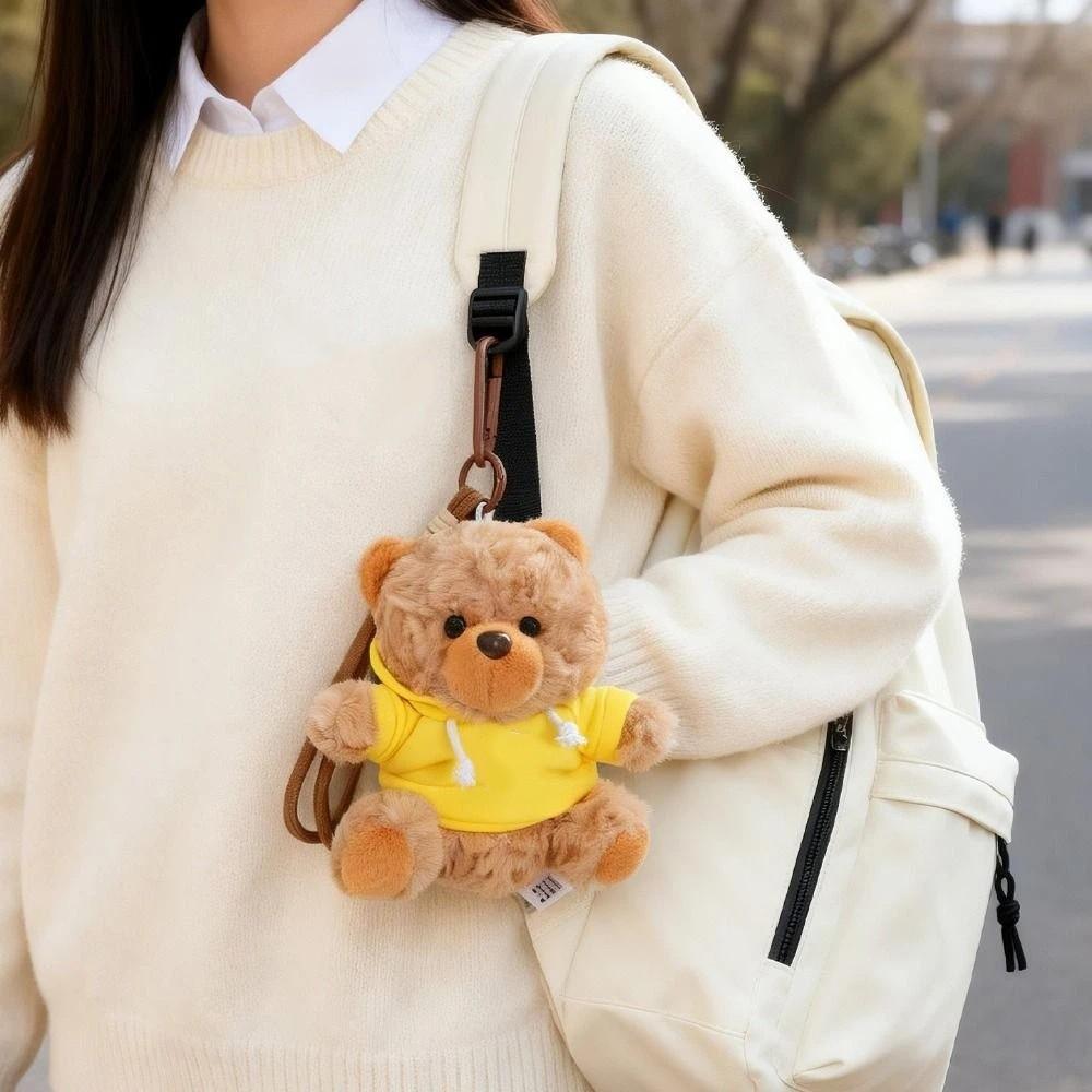 Cartoon Hoodie Bear Pendant Anti-lost Little Bear Stuffed Doll Bear Plush KeyChain  Decoration