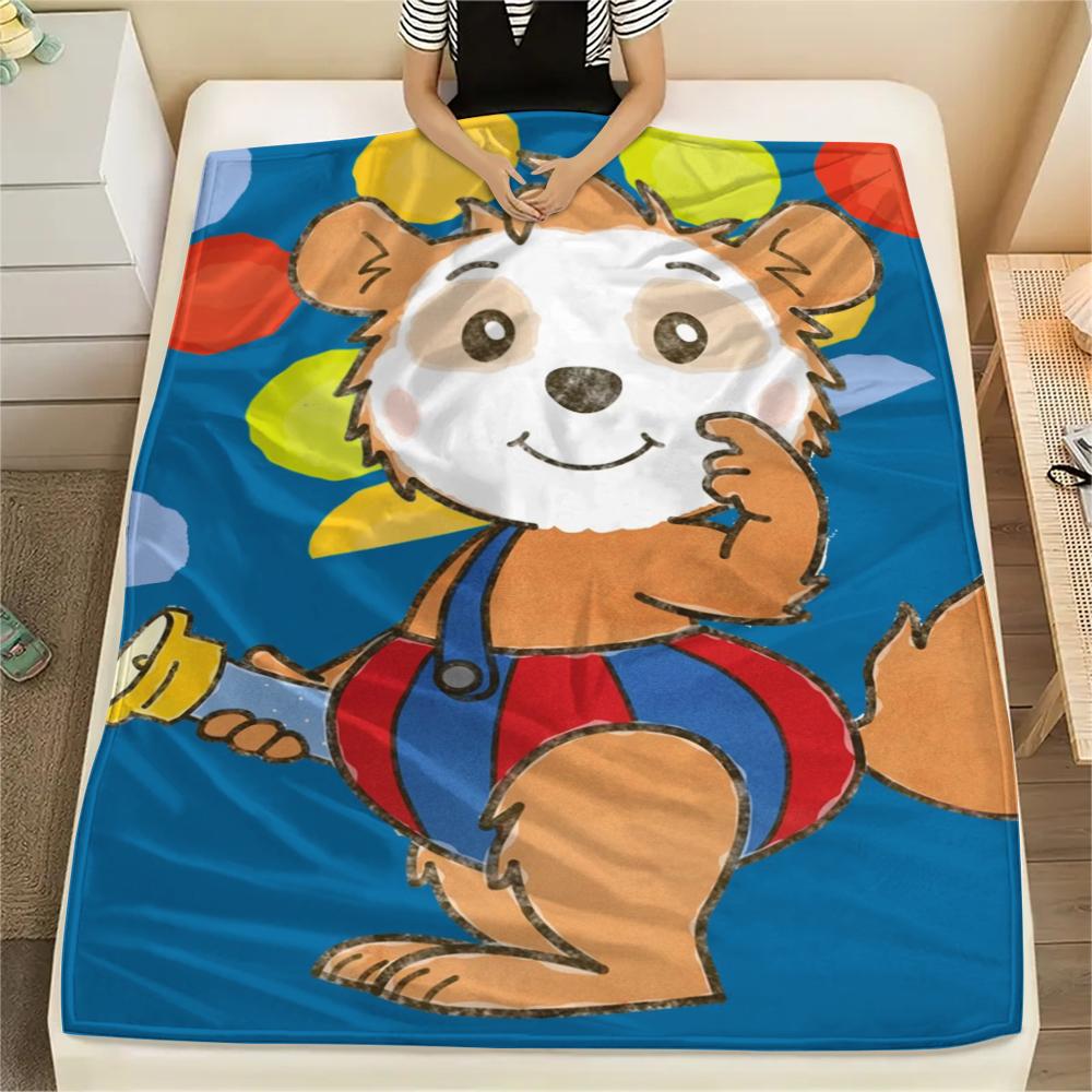 1 Stück Bobo Siebenschläfer Druck Flanelldecke, Hohe Qualität, Bequem für alle Jahreszeiten, Heimdekoration, Wärme und Komfort, Perfekt für Weihnachtsgeschenke 80cmx120cm yellow