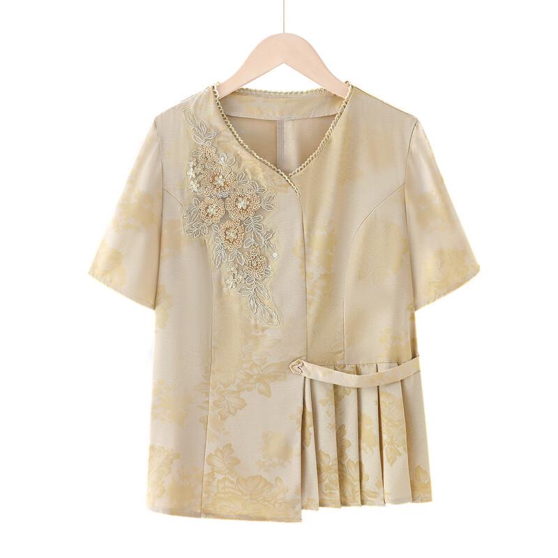 Xuexi 2026 Summer Chiffon Blouse for Middle-Aged Women 2XL