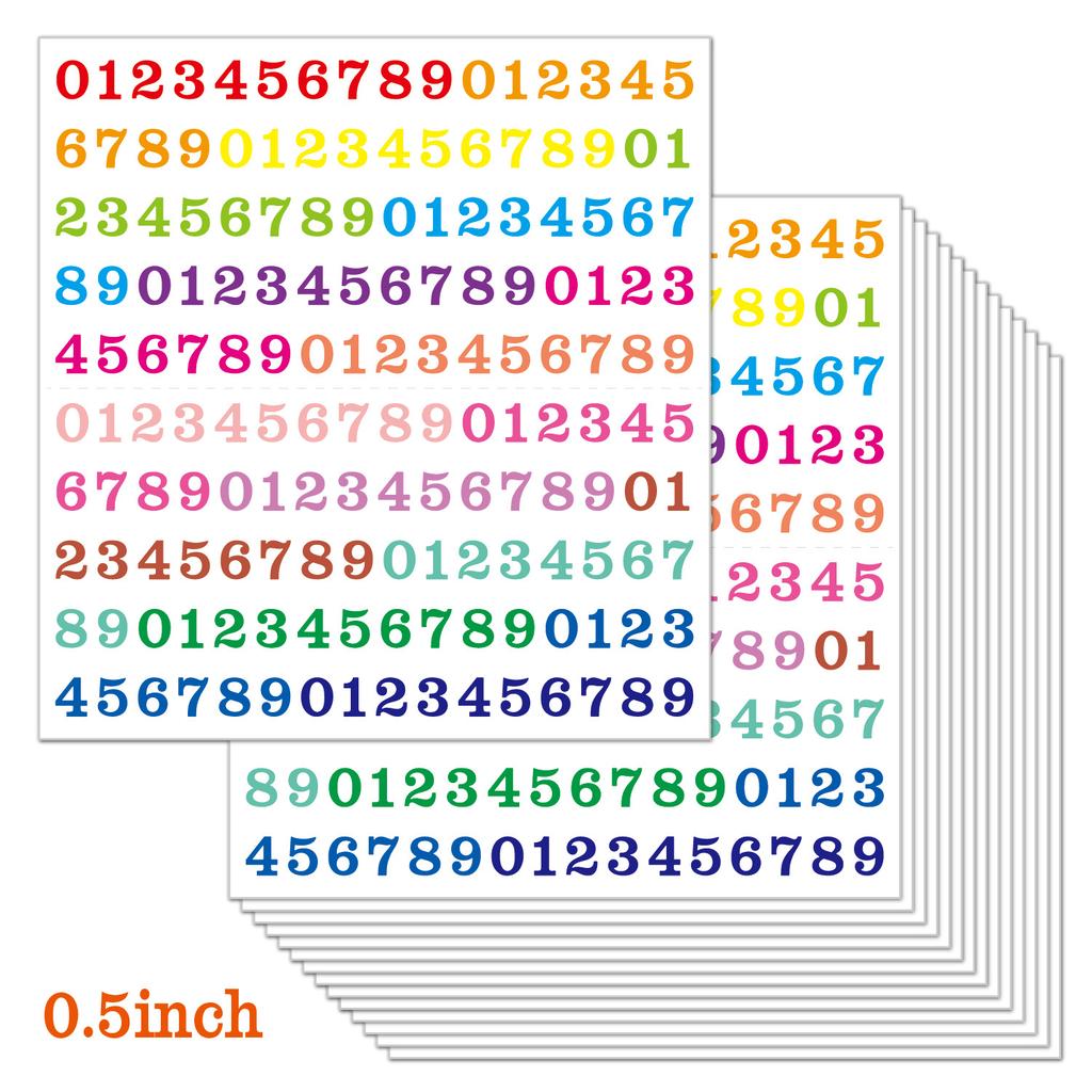 0.5-inch Digital Sticker Small Size Waterproof Vinyl Office Industrial Number Identification Date Digital Sticker