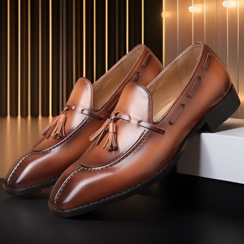 British Loafer Doudou Shoes Business Casual Breathable Leather Shoes Men's Young Tassel Small Leather Shoes Factory