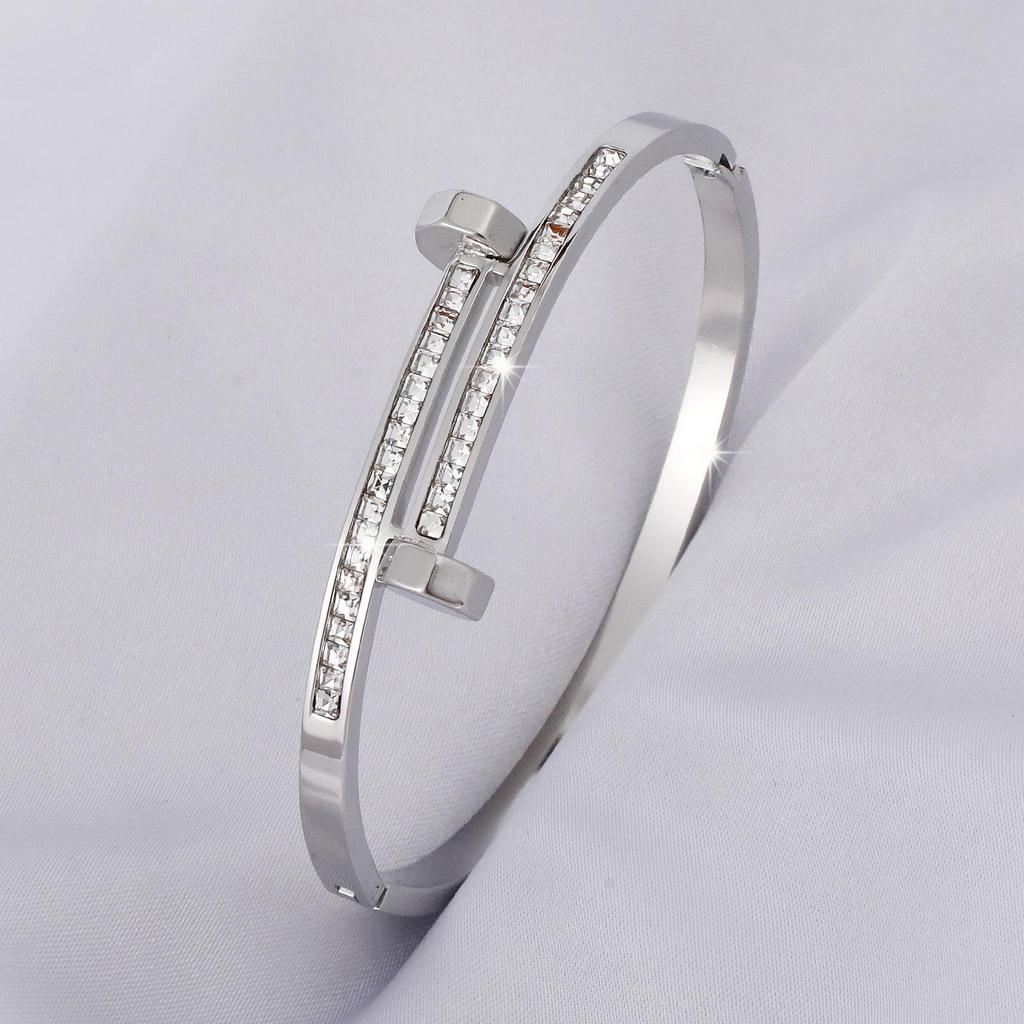 18K Gold Plated Stainless Steel Diamond Nail Bracelet