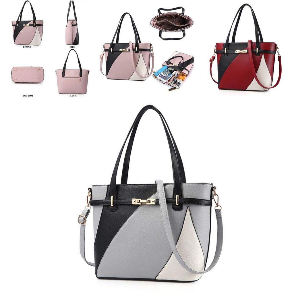 Elegant Pu Patchwork Leather Handbags For Women With Multifunctional Design